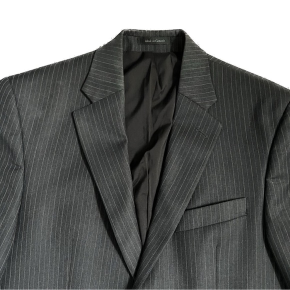 LAUREN RALPH LAUREN BLACK PINSTRIPE WOOL SUIT JACKET SIZE MEDIUM - Picture 3 of 10